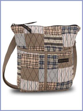 Quilted Patchwork Crossbody Hipster Satchel Purse Cotton Handbag